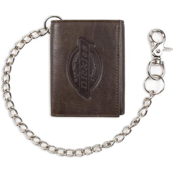 Mens Leather Trifold Wallet, Dark Brown, One Size US - Picture 1 of 7